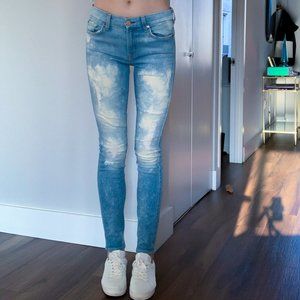 7 For All Mankind Distressed Skinny Jeans, 28